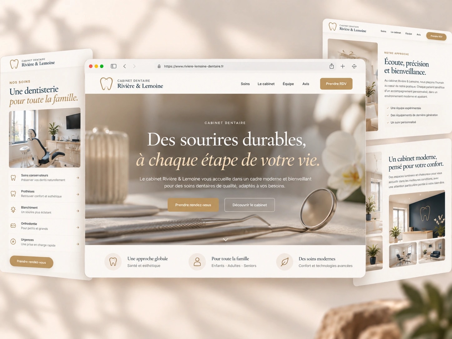 Aperçu du site Rivière & Lemoine : accueil, soins, approche et équipe